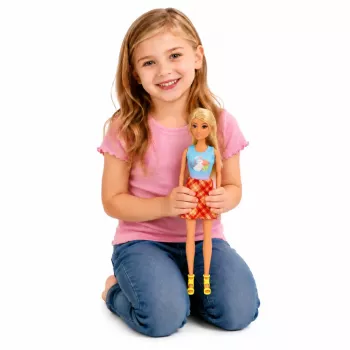 LEAN TOYS Anlily lėlė su baltu triušiu ir morkų stovu