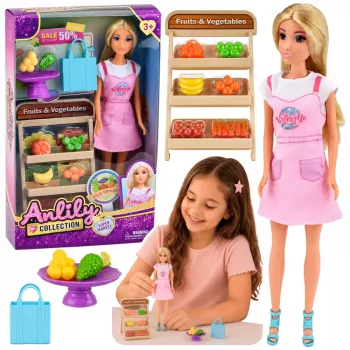 LEAN TOYS Anlily Doll Vegetable and Fruit Seller Shop Accessories Set