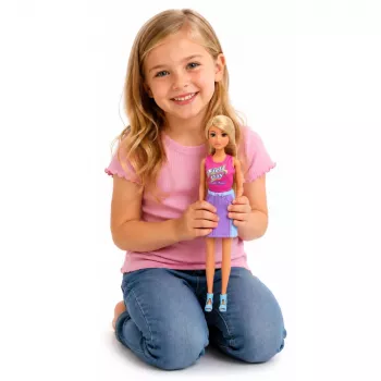 LEAN TOYS Anlily Lėlė su Baltu Šunimi Antkaklyje, Guoliu ir Aksesuarų Rinkinys