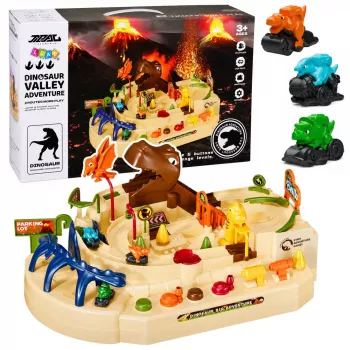 LEAN TOYS Interaktyvus rankinis arkadinis takas su dinozaurais 8 iššūkiai automobiliai