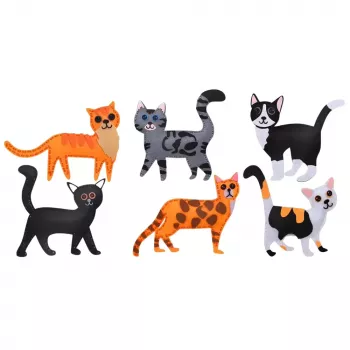 LEAN TOYS Kūrybinis siuvimo rinkinys „Veltiniai katinėliai“ 6 vnt. („Pasidaryk pats“)