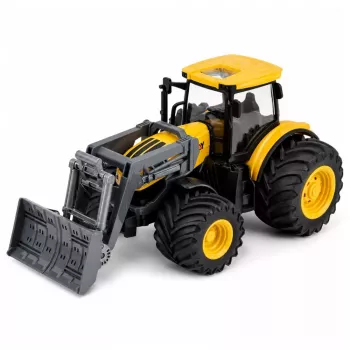 LEAN TOYS Žemės ūkio traktorius su buldozeriu, šviesomis ir garsais, geltonas, 1:24