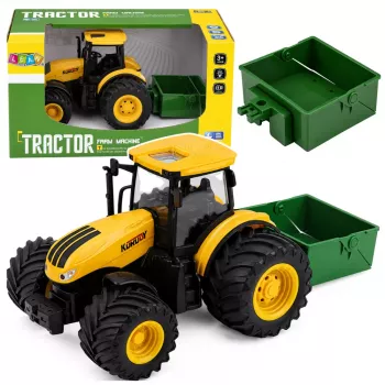 LEAN TOYS Agricultural Farm Tractor With Fertilizer Spreader Lights Sound Yellow 1:24