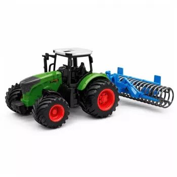 LEAN TOYS Žemės ūkio traktorius su volu žalias 1:24
