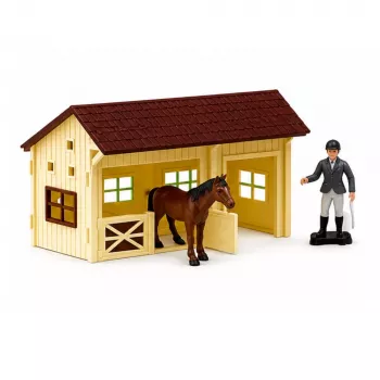 LEAN TOYS Set Farm Horse Stud Obstacle Course Stable Horses Figures 26 dalių