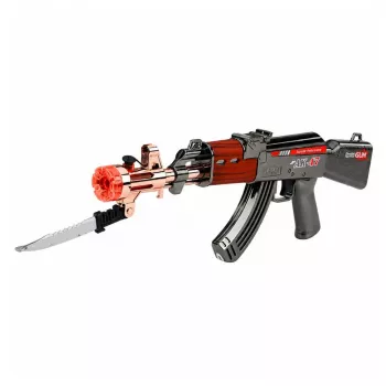 LEAN TOYS AK47 šautuvas su dūmų efektu, šviesomis ir garsais, nuimamu peiliu
