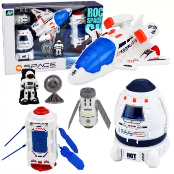 LEAN TOYS Space Ship Satellite Capsule Communication Antenna Astronaut Set
