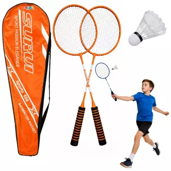 LEAN TOYS Badminton Set Rackets Shuttlecock Cover Orange