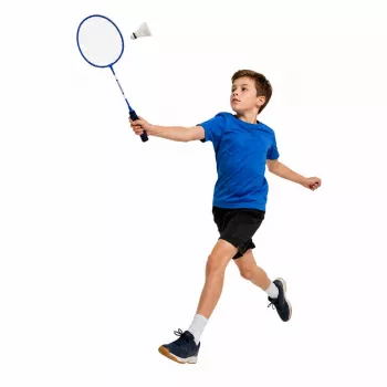 LEAN TOYS Badminton komplektas su 2 raketėmis, 3 volanėliais ir dėklu – mėlyna