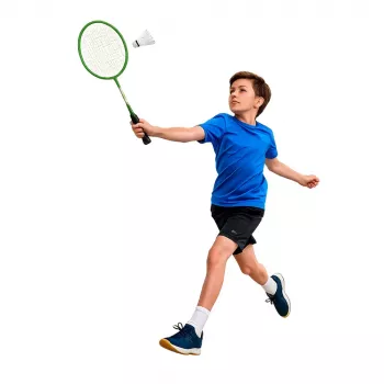 LEAN TOYS Badmintono rinkinys su 2 raketėmis, 3 volanais ir dėklu, žalias