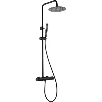 DEANTE Lietaus dušas su maišytuvu – Termostatinis lietaus dušo rinkinys, matinė juoda, kvadratinis 250x250 mm