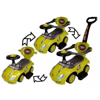 LEAN CARS Toddlers Ride On Push Along with Parent Handle Mega Car 3in1 Geltona