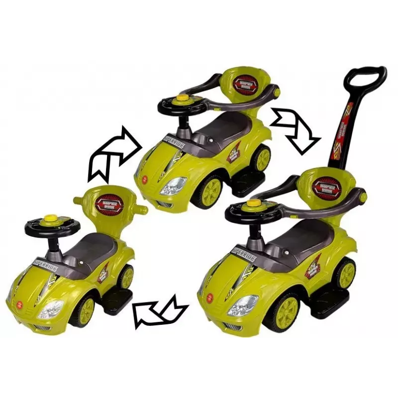 LEAN CARS Toddlers Ride On Push Along with Parent Handle Mega Car 3in1 Geltona