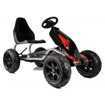 LEAN CARS Gokart B012 Inflatable Tires Black Pedal Go-Kart for Kids 3-8 Years