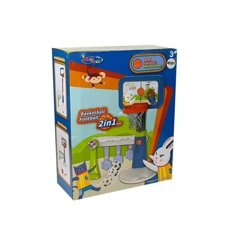 LEAN TOYS Vaikų krepšinio komplektas su taškais – elektroninis švieslentė, reguliuojamas aukštis