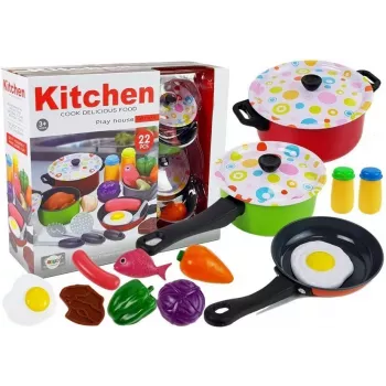 LEAN TOYS Virtuvės rinkinys Indai Gaminti 22 dalys