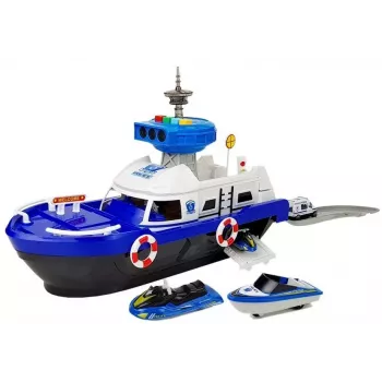 LEAN TOYS policinis transportinis laivas su automobiliais, garsais ir šviesomis