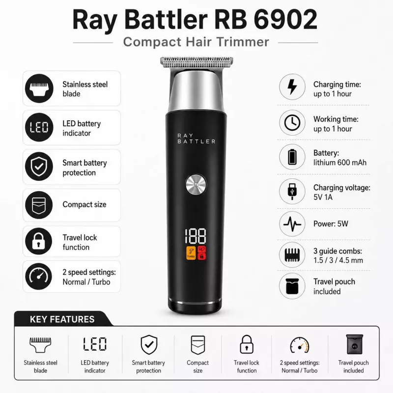 Ray Battler RB 6902 Plaukų ir barzdos kirpimo mašinėlė