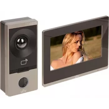 Uniview KIT/201S/372S 2-vielų vaizdo domofono rinkinys su 7 colių lietimui jautriu ekranu vidaus monitoriumi ir 2MP lauko stotimi