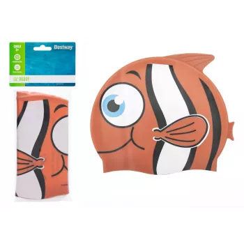 Bestway Hydro-Swim Silicone Swimming Cap Orange Fish for Children