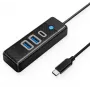ORICO USB-C į 2x USB 3.0 + USB-C Hub, 5 Gbps, 0,15 m, juodas