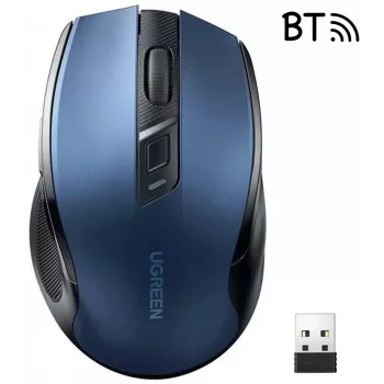 Ugreen MU006 belaidė optinė pelė 2,4 GHz / Bluetooth 5.0, 4000 DPI – mėlyna