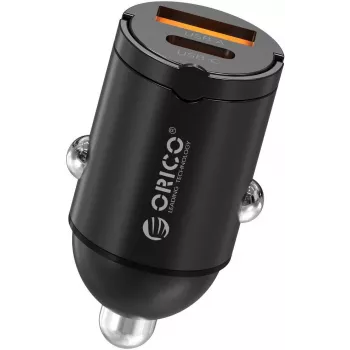 ORICO MR-30-2C-BK-EP 30W Dvigubas USB-C automobilinis įkroviklis, juodas