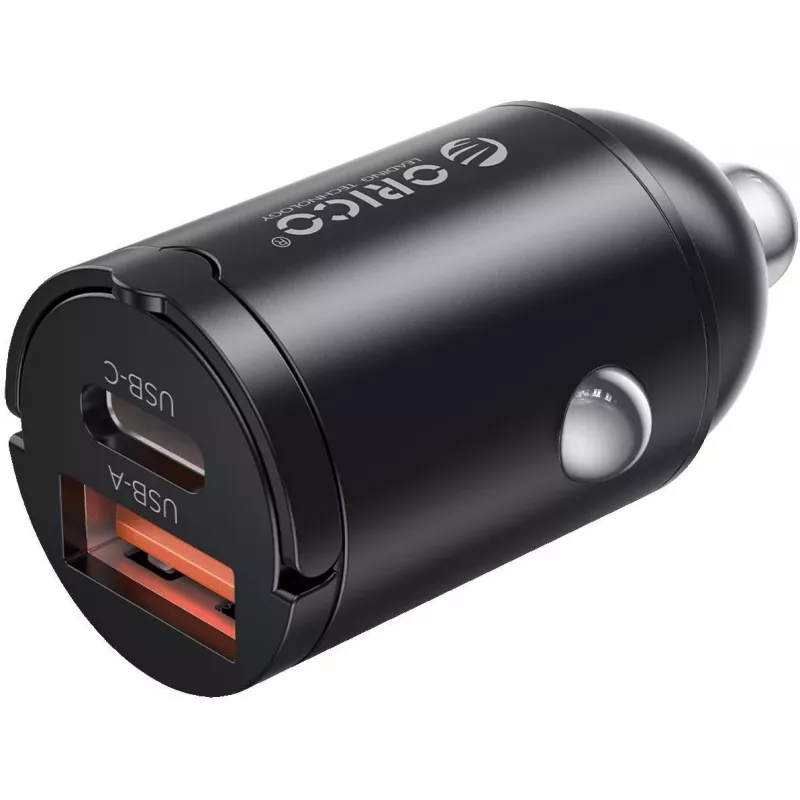ORICO MR-30-2C-BK-EP 30W Dvigubas USB-C automobilinis įkroviklis, juodas