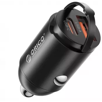 ORICO MR-30-2C-BK-EP 30W Dvigubas USB-C automobilinis įkroviklis, juodas