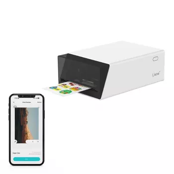 Liene Pix Cut 2-in-1 nešiojamasis nuotraukų spausdintuvas – ZINK technologija, Bluetooth 5.0, įmontuotas pjaustytuvas, lipdukų spaudiniai