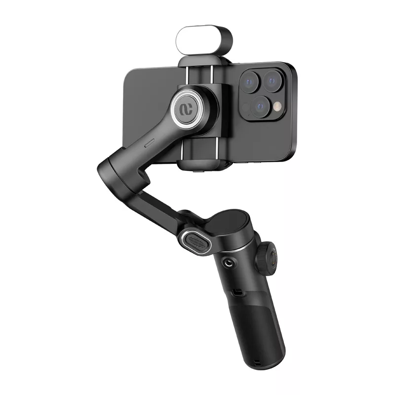 AOCHUAN X2 3 ašių išmaniojo telefono stabilizatorius su RGB apšvietimu (juodas)
