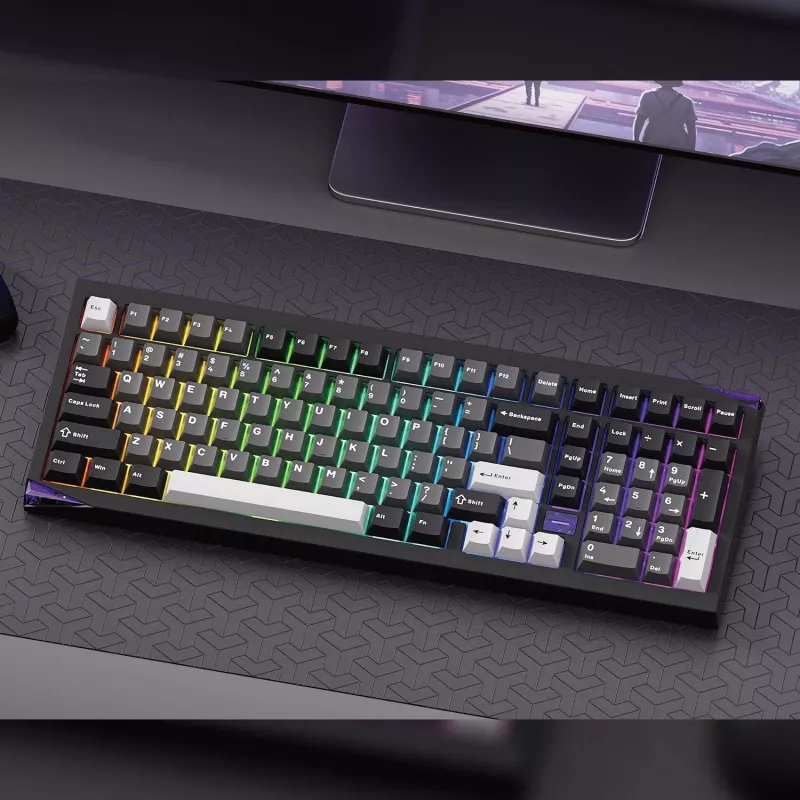 AKKO GEM 02 VIA laidinis mechaninis klaviatūros rinkinys, TKL 87 klavišų, juoda & sidabrinė, karštai keičiama, RGB, USB-C