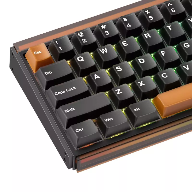 AKKO RAY68-HE Brown mechaninė žaidimų klaviatūra, 68 klavišų, trijų režimų belaidė