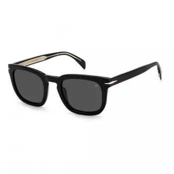 DAVID BECKHAM DB-7076-S-807 Vyriški akiniai nuo saulės – juodas acetato rėmelis, pilki polikarbonato lęšiai, UV400 apsauga, 50 mm lęšio plotis