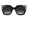 CAROLINA HERRERA HER0130S807 Moteriški drugelio formos akiniai nuo saulės, blizgūs juodi su pilkais lęšiais, 52 mm