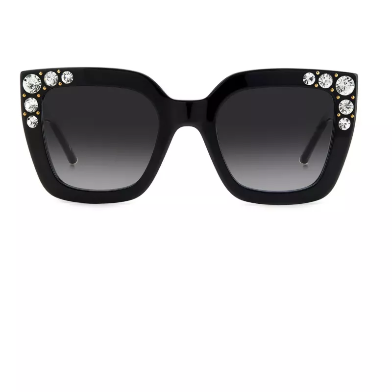 CAROLINA HERRERA HER0130S807 Moteriški drugelio formos akiniai nuo saulės, blizgūs juodi su pilkais lęšiais, 52 mm