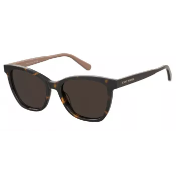 TOMMY HILFIGER moteriški akiniai nuo saulės TH-1981-S-086 Havana acetatinis kvadratinis rėmelis rudi lęšiai 54/17/140 mm