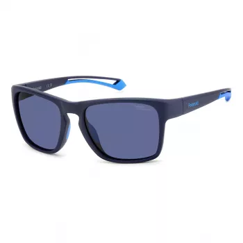 Polaroid Sport PLD7052SFLL vyriški stačiakampiai poliarizuoti akiniai nuo saulės – juodi/pilki 56 mm