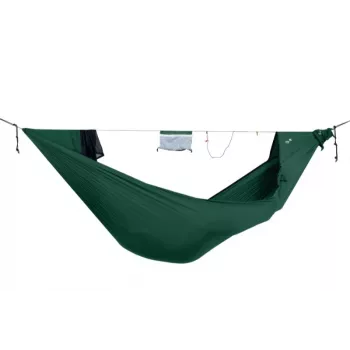 Ticket To The Moon PRO HAMMOCK - Lengviausias profesionalus kabantis hamakas vienam asmeniui, nailonas, tamsiai žalia