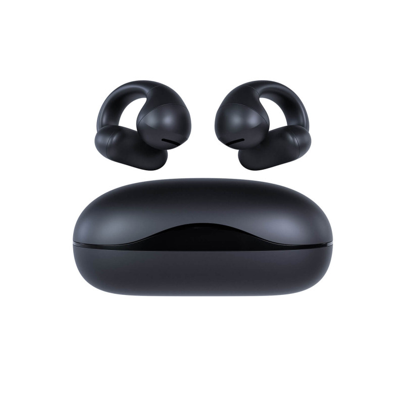 „Happy Plugs Clip“ belaidžiai atviro tipo ausinės su užsegimu (juodos)