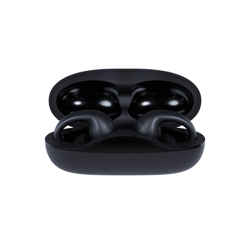„Happy Plugs Clip“ belaidžiai atviro tipo ausinės su užsegimu (juodos)