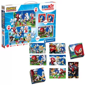 Clementoni Edukacinis žaidimų rinkinys Dėlionė, Memo ir Blokeliai Sonic 28389