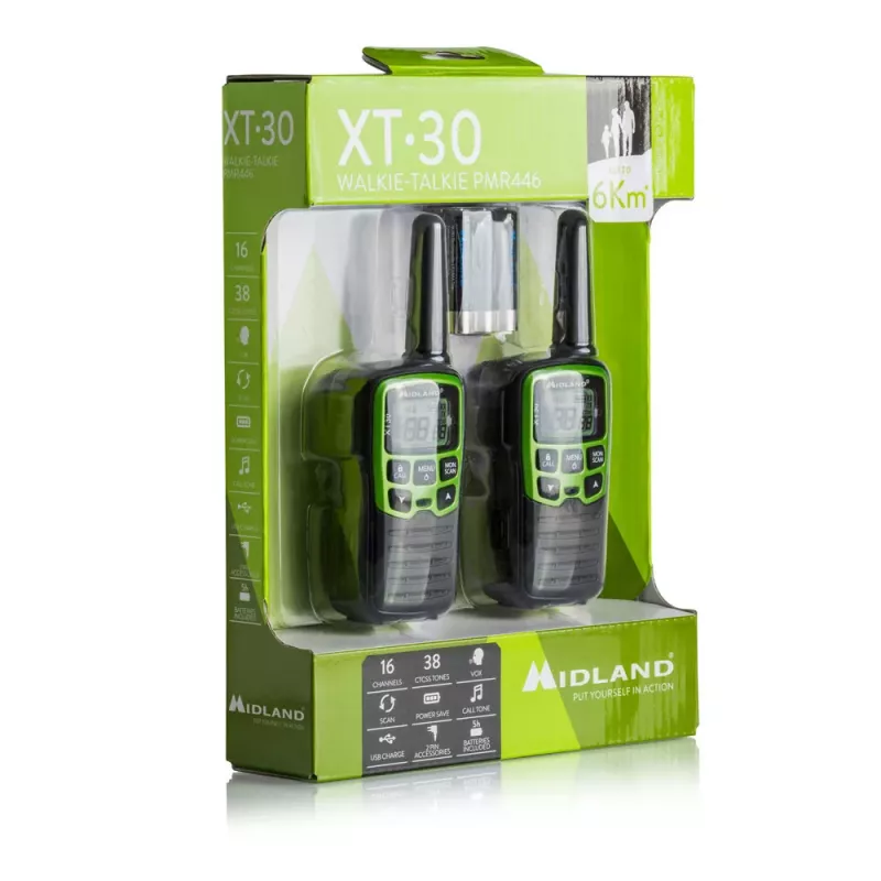 Midland XT30 2x PMR446 racijos rinkinys žalias