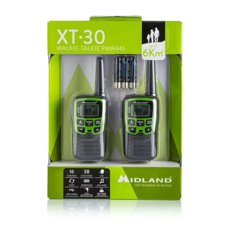 Midland XT30 2x PMR446 racijos rinkinys žalias