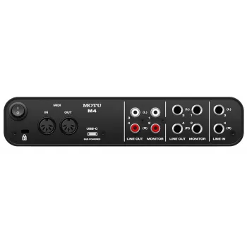 MOTU M4 USB-C garso sąsaja – 4x4, 24 bitų / 192 kHz, 2 mikrofono priešstiprintuvai, MIDI I/O