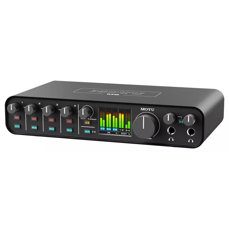 MOTU M6 garso sąsaja – 6x4 USB-C su 4 išankstiniais stiprintuvais, 192 kHz