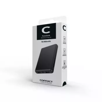 Contact Powerbank 10000mAh 10W su kabeliu USB-A USB-C juoda