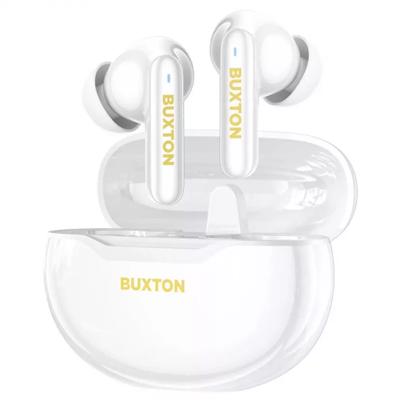 Buxton BTW 7200 Tuya belaidžiai ausinukai su įkrovimo dėklu, balti