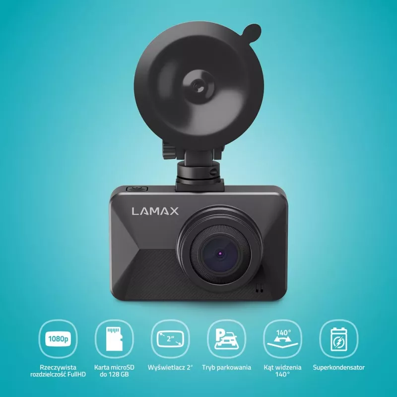 LAMAX T3 Dashcam Full HD 1080p 140° Wide Angle with G-Sensor and Parking Mode