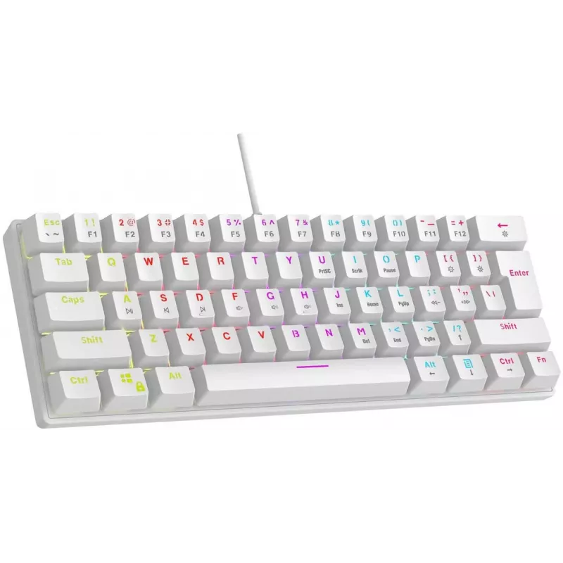 Rampage PLOWERK60 Blue Switch White Mechaninė Gaming Klaviatūra 60% RGB USB-C